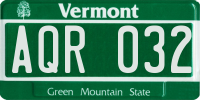VT license plate AQR032