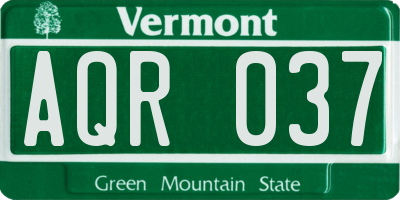 VT license plate AQR037