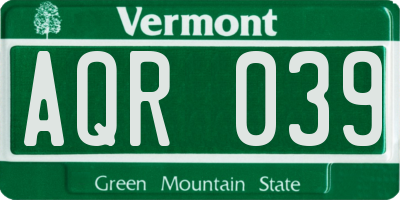 VT license plate AQR039