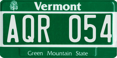 VT license plate AQR054