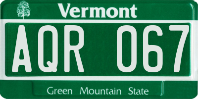 VT license plate AQR067