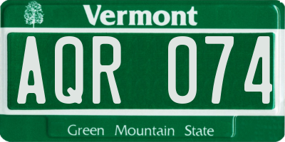 VT license plate AQR074