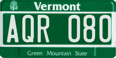 VT license plate AQR080