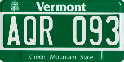 VT license plate AQR093