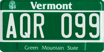 VT license plate AQR099