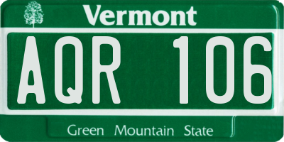 VT license plate AQR106