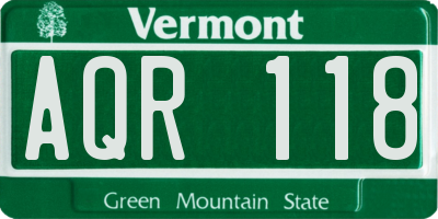 VT license plate AQR118