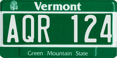 VT license plate AQR124
