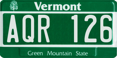 VT license plate AQR126