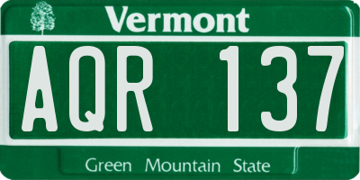 VT license plate AQR137
