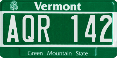 VT license plate AQR142