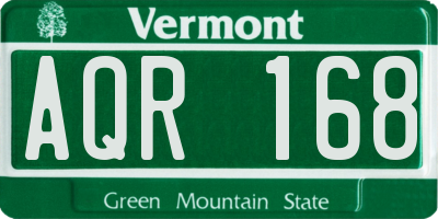 VT license plate AQR168