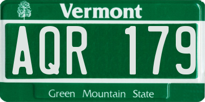 VT license plate AQR179