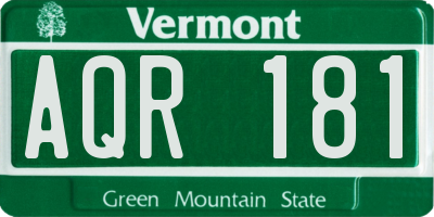 VT license plate AQR181