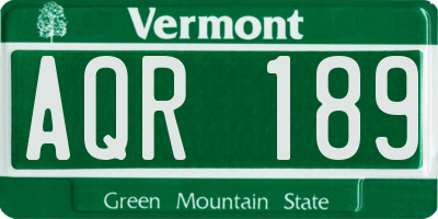VT license plate AQR189
