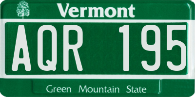 VT license plate AQR195
