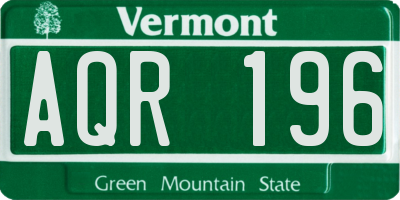 VT license plate AQR196
