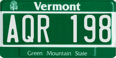 VT license plate AQR198