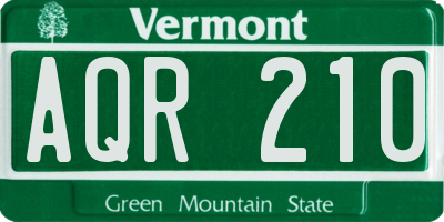VT license plate AQR210