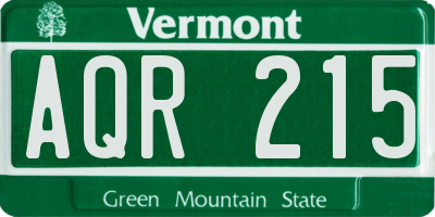 VT license plate AQR215