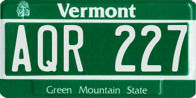 VT license plate AQR227