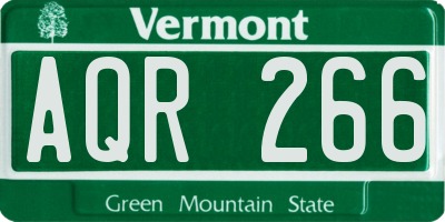 VT license plate AQR266