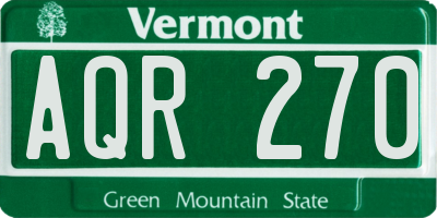 VT license plate AQR270