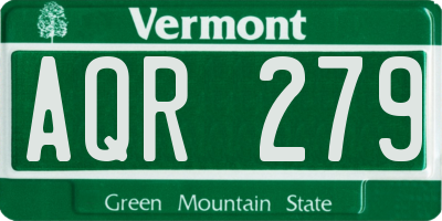 VT license plate AQR279