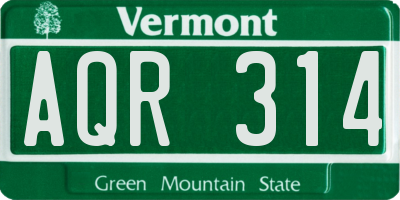 VT license plate AQR314