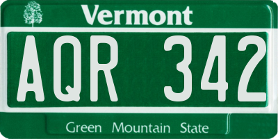 VT license plate AQR342