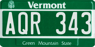 VT license plate AQR343
