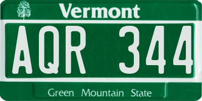VT license plate AQR344