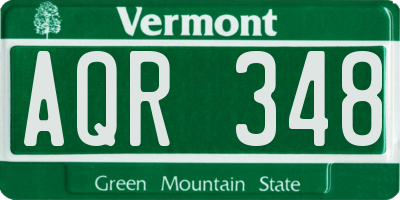 VT license plate AQR348