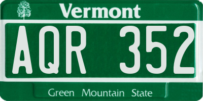 VT license plate AQR352