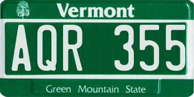 VT license plate AQR355