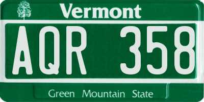 VT license plate AQR358
