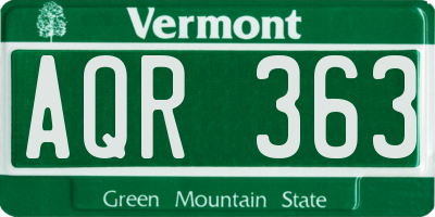 VT license plate AQR363