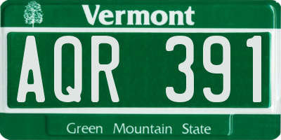 VT license plate AQR391