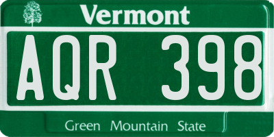 VT license plate AQR398