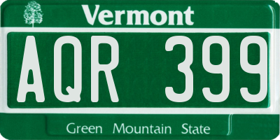 VT license plate AQR399