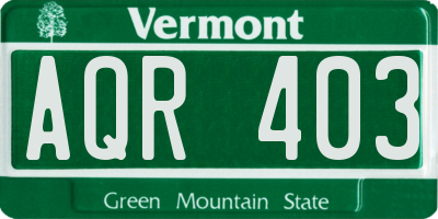 VT license plate AQR403