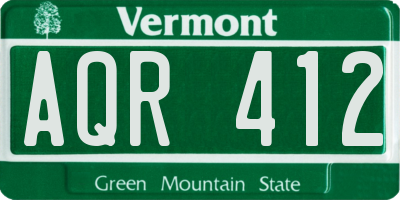 VT license plate AQR412