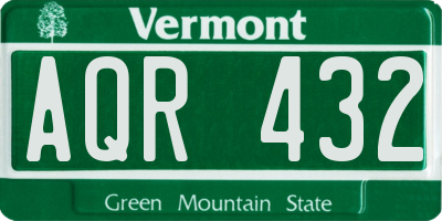VT license plate AQR432
