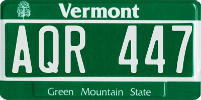 VT license plate AQR447