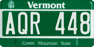 VT license plate AQR448