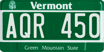 VT license plate AQR450