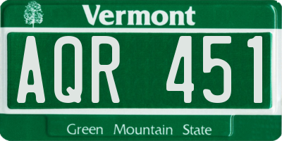 VT license plate AQR451