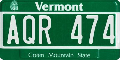 VT license plate AQR474