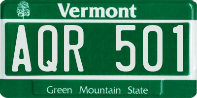 VT license plate AQR501