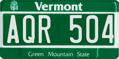 VT license plate AQR504
